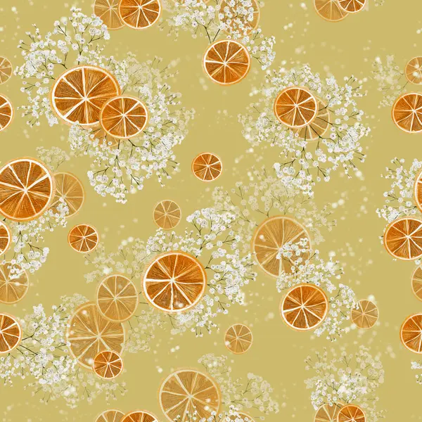 Watercolor seamless pattern with citrus. Illustration