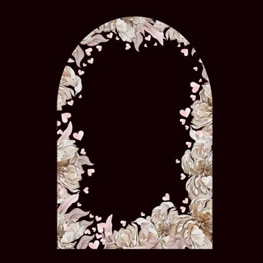 Güzel gül ve şakayık çiçekleri olan suluboya çerçeve.