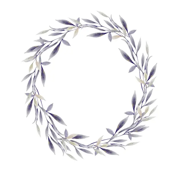 Watercolor Wedding Wreath Leaves Illustration — Stock Photo, Image