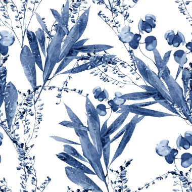 Pampass ve şifalı bitkilerle sulu boya deseni. Görüntü