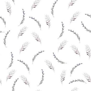 Yapraklı, dikişsiz, güzel bir suluboya desen. Görüntü