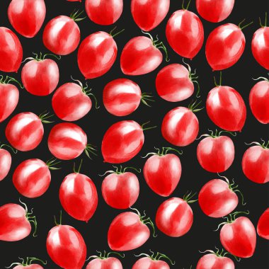 Watercolor seamless pattern with  tomatos. Illustration  clipart