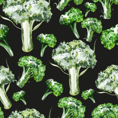 Brokoli lahanalı suluboya desenli. Görüntü