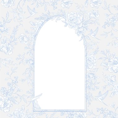 Çiçekler ve kuşların çizimsiz deseni. Görüntü