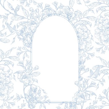 Çiçekler ve kuşların çizimsiz deseni. Görüntü