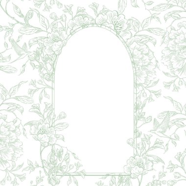 Çiçekler ve kuşların çizimsiz deseni. Görüntü