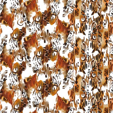 Leopar suluboya desenli, hayvan desenli, kusursuz desenli. Görüntü