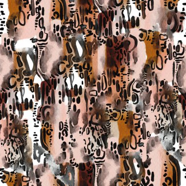 Leopar suluboya desenli, hayvan desenli, kusursuz desenli. Görüntü