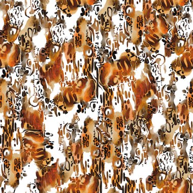 Leopar suluboya desenli, hayvan desenli, kusursuz desenli. Görüntü