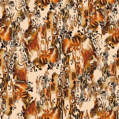 Leopar suluboya desenli, hayvan desenli, kusursuz desenli. Görüntü