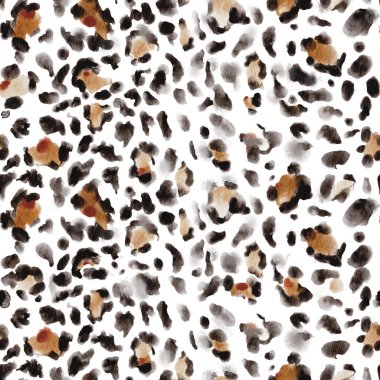 Leopar suluboya desenli, hayvan desenli, kusursuz desenli. Görüntü