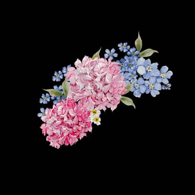 Yumuşak renklerde çiçekli Paskalya buketi. Suluboya vintage tarzı. Görüntü 