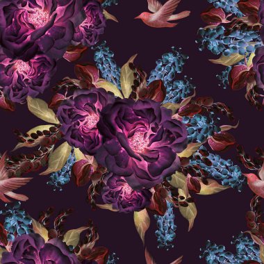 Yumuşak renklerde çiçekli paskalya deseni. Suluboya vintage tarzı. Görüntü 