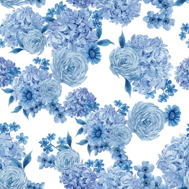 Yumuşak renklerde çiçekli paskalya deseni. Suluboya vintage tarzı. Görüntü 