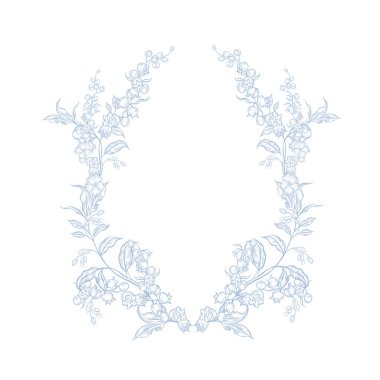 Çiçekli grafiksel düğün kartı. Görüntü