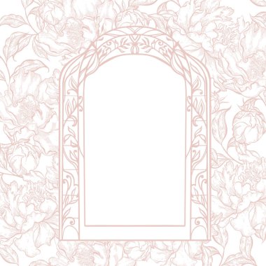 Çiçekli grafiksel düğün kartı. Görüntü