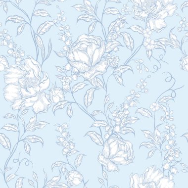 Çiçeklerle çizimsiz desen. Görüntü