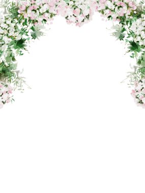 Çiçekli suluboya düğün kartı. Görüntü