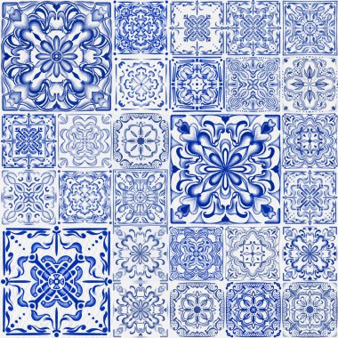 Klasik Seramik Motifler pürüzsüz desen, suluboya resimleme