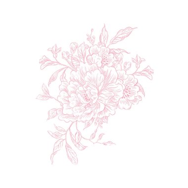 Çiçekli grafiksel pembe düğün buketleri. Görüntü 