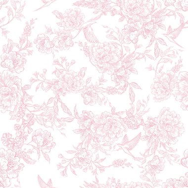 Çiçeklerle çizimsiz desen. Görüntü