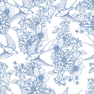 Çiçeklerle çizimsiz desen. Görüntü