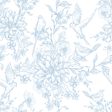 Çiçeklerle çizimsiz desen. Görüntü