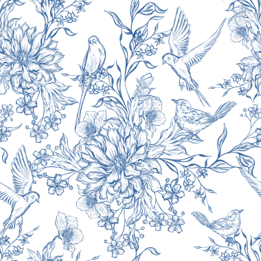 Çiçeklerle çizimsiz desen. Görüntü