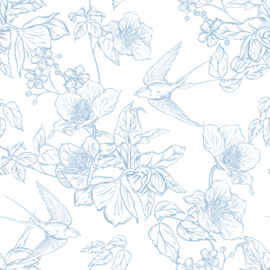 Çiçeklerle çizimsiz desen. Görüntü