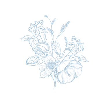 Çiçekli grafiksel mavi düğün buketleri. Görüntü