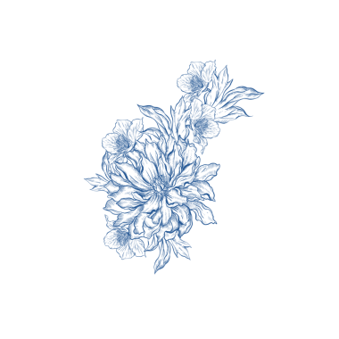 Çiçekli grafiksel mavi düğün buketleri. Görüntü