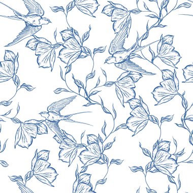 Çiçeklerle çizimsiz desen. Görüntü