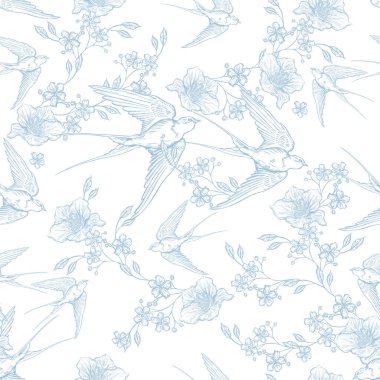 Çiçeklerle çizimsiz desen. Görüntü