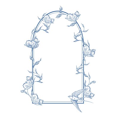 Çiçekli, grafiksel pembe düğün kartı. Görüntü