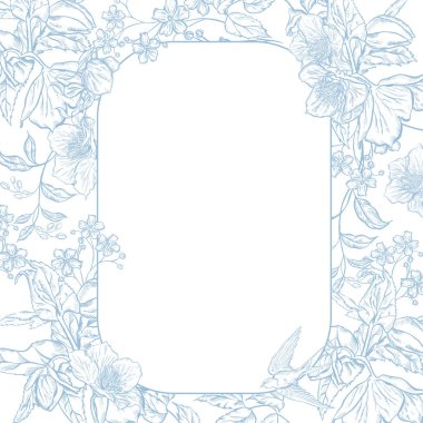 Çiçekli, grafiksel pembe düğün kartı. Görüntü