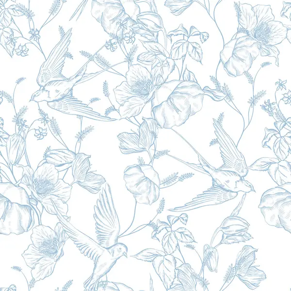 Çiçeklerle çizimsiz desen. Görüntü