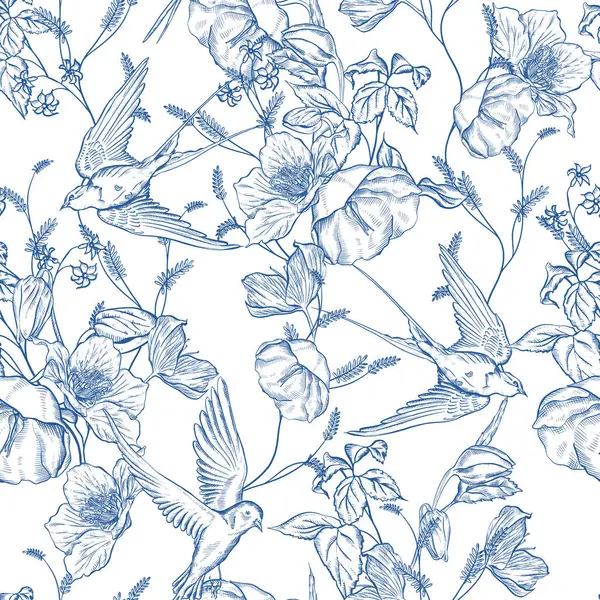 Çiçeklerle çizimsiz desen. Görüntü