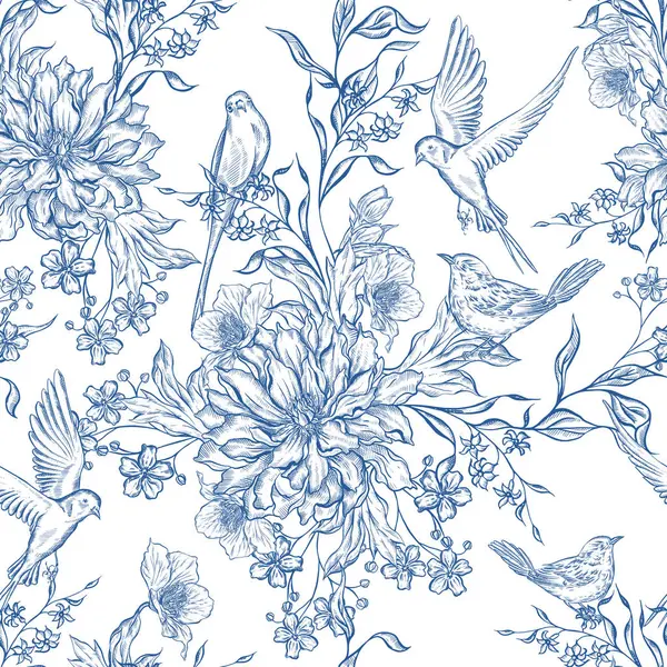 Çiçeklerle çizimsiz desen. Görüntü