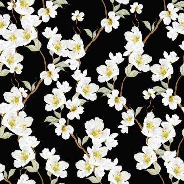 Kuşlar ve çiçeklerle bezenmiş çiçek desenli Chinoiserie. Görüntü