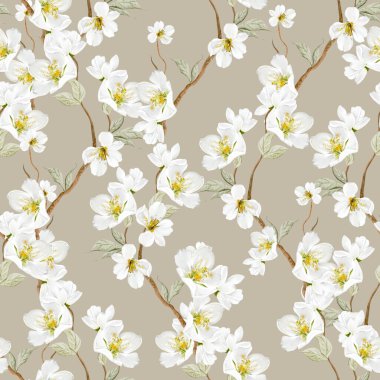 Kuşlar ve çiçeklerle bezenmiş çiçek desenli Chinoiserie. Görüntü