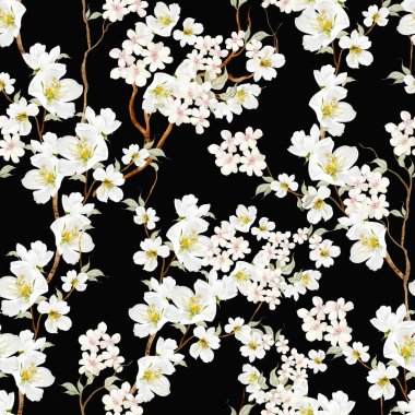 Kuşlar ve çiçeklerle bezenmiş çiçek desenli Chinoiserie. Görüntü