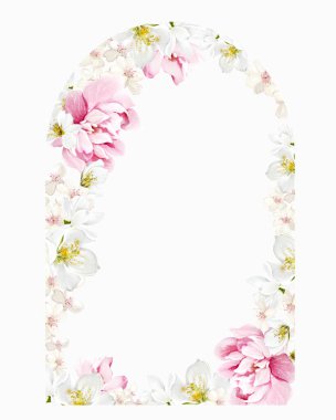 Çiçekli Chinoiserie düğün kartı, kuşlar ve çiçekler. Görüntü