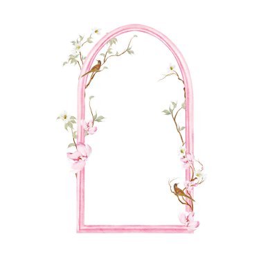 Çiçekli Chinoiserie düğün kartı, kuşlar ve çiçekler. Görüntü