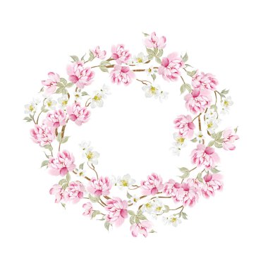 Çiçekli Chinoiserie çelengi. Görüntü