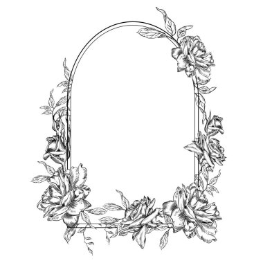 Klasik Toile de Jouy elementleri mavi renkte ayarlandı. resimleme