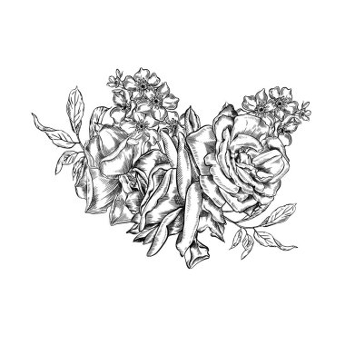 Klasik Toile de Jouy elementleri mavi renkte ayarlandı. resimleme