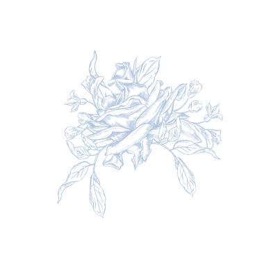 Mavi çiçekli ve Kırlangıçlı klasik Toile de Jouy buketi. Kusursuz çiçek ve kuş çizimi