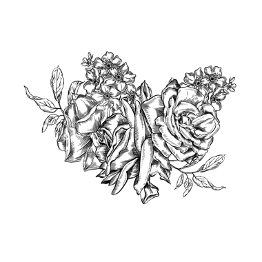 Mavi çiçekli ve Kırlangıçlı klasik Toile de Jouy buketi. Kusursuz çiçek ve kuş çizimi