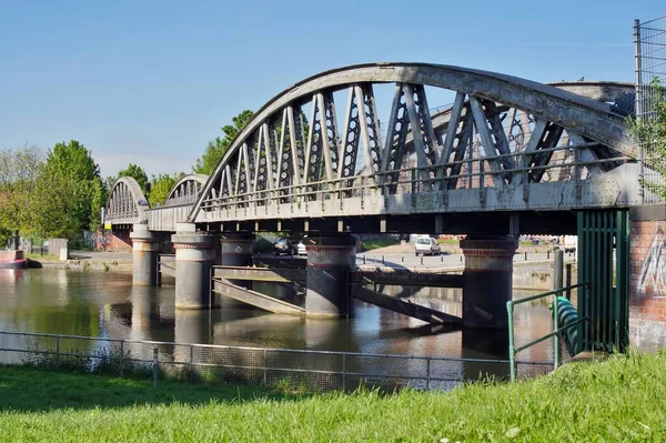 Puente Ferroviario Sluice Través Del Río Witham Día Soleado Boston — Foto de Stock
