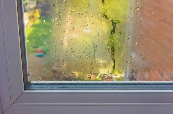 condensation on a double-glazed window in the home
